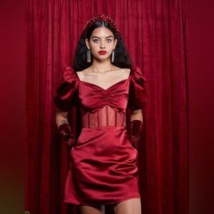 Party like a queen! Autumn Abeigbo clarette satin boning dress US size 10